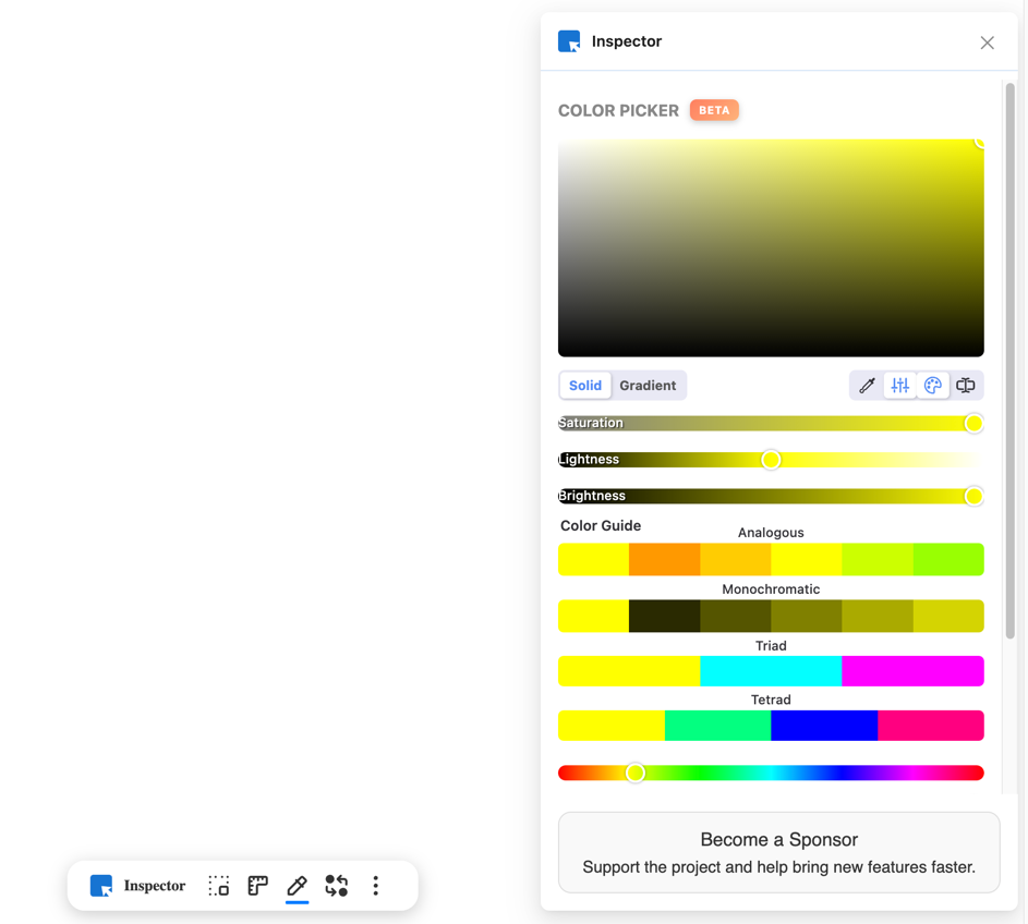 The customizable launcher in Hover Inspector