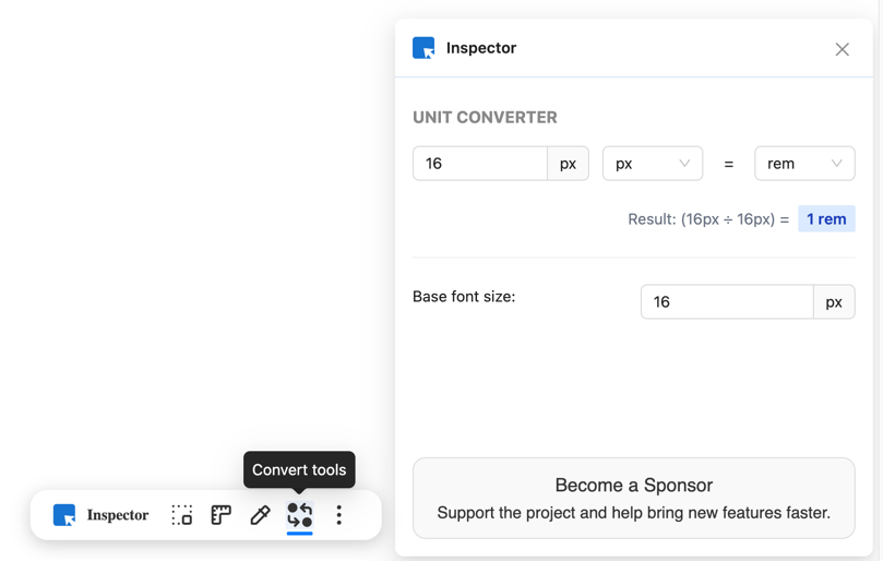 The customizable launcher in Hover Inspector