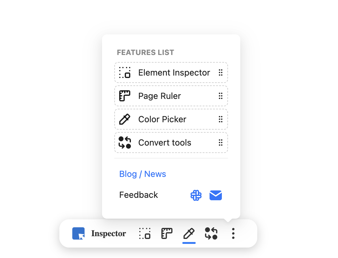 The customizable launcher in Hover Inspector
